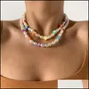 Chokers Kolye kolyeler takılar bohemian colorf çiçek pirinç boncuk kolye inci kadınlar kısa cazibe el yapımı Noel hediyesi kız drop de