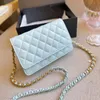 19CM WOC Womens Wallet With Two-tone Chain Card Holder Bags Classic Mini Flap Quilted Gold Matelasse Chain Crossbody Shoulder Luxury Designer Clutch Purse Handbags