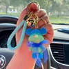 New silk scarf bow tie Bear Keychains tide brand net red wool bear three-dimensional doll key chain woven rainbow backpack pendant