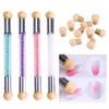 Double-ended Color Gradient Brush With 4 Replace Sponge Heads Glitter Powder Dotting Pen Sponge Nail Art