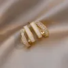 Stud plaqué or 925 argent aiguille cubique zircone boucles d'oreilles pour femme petit bureau dame brillant bijoux à la mode accessoiresStud Kirs22