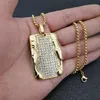 Anhänger Halsketten Hip Hop Strass Gepflasterte Bling Iced Out Gold Edelstahl Geometrische Quadrat Pharao Anhänger Halskette Für Männer Schmuck D