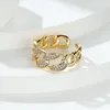 Anelli di nozze lussuoso anello d'oro oro a croce catena di zircone sparkling aprire per donne regali di gioielli di fidanzamento alla moda wynn22