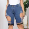 Shorts Pour Femme Taille Haute Slim Denim Grande Taille Trou Femme Mode Gland Serré Cinq Points Lavé Sexy Femme Été 6 W220418