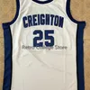 Sjzl98 25 25 Кайл Корвер Creighton Bluejays College Высокое Качество Баскетбол Джерси Белый Ретро Классический Мужской Шитый Пользовательский номер и Имя Требовые изделия