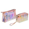 Holographic Makeup Bag Transparent Laser Cosmetic Bags Portable Waterproof Toiletry Storage Pouch for Women Girls