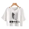 Attack On Titan T Shirt Manga Japanese Anime Shingeki No Kyojin T-shirt Gothic Harajuku Tee Punk V-neck Sexy Crop Tops