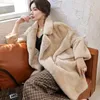 Futra kobiet sztuczne zima koreańskie temperament aksamitne norek prawdziwy lapowy płaszcz z kapturem z kapturem z kapturem