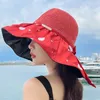 女性の夏のドット通気性の帽子ライトシーサイドホリデーフィッシャーマン帽の中空ビニールビーチサンシェードキャップ