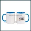 Tasses Drinkware Cuisine Bar à manger Maison Jardin Sublimation Blanc Céramique Couleur Poignée À L'intérieur De La Tasse Par Encre DIY Transfert Chaleur Presse Impression Mer