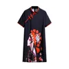 Plus -klänningar 2022 Ladies Summer Chinese Style For Women Stor hylsa Löst tryck Miniklänning 3xl 4xl 5xl 6xl 7xl