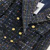 Kobiety dziewczęta vintage Tweed Designer Blazer Peatoat Tailored Ournaste Patel 2022 Milan Runway Brand Luksusowy projektant Designer Letter Brooch8135056