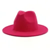 Breda randen hattar vinter kvinnor män solid färg fedora hatt röd grön höst formell bröllop filt scot22