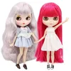 Buzlu dbs blyth bebek 16 bjd oyuncak doğal parlak yüz kısa saç beyaz ten rengi deri eklem gövdesi 30cm hediye anime kızlar 220711