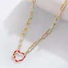 Pendant Necklaces Punk Heart Dripping Oil Necklace For Women Classic Gold Long Chain Choker Copper Charm Party Men JewelryPendant