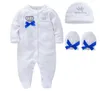 Giyim Setleri Bebek Çocuk Bebek Annelik Artırıcılar Kızlar Erkek Bebek Pamuk Kıyafetleri 4 PCS Set şapka ayakkabı eldivenleri hoş geldiniz Yenidoğan Taç Takı A