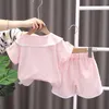 Kledingsets Baby Gilr Solid Sweet Casual Kids Girl Summer 2022 Koreaanse modedeksels Set Geboren schattig voor GirlClothing