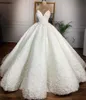 Real Images Arabic Crystal Beaded Gowns Ball Dresses Strap Sweetheart Tulle Puffy Wedding Gown Bridal Dressr 403