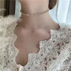Chokers Korea Design Fashion Jewelry Exquisite Hollow Pearl Crystal Necklace Elegant Women's Wedding NecklaceChokers