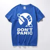 O guia de carona guia para a camiseta dos homens galáxia não pânico imprimir homens algodão Basic Tshirt Printing Crew Collar Plus Size 220704