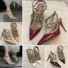 Brand Women Pumps Wedding Shoes High Heels Rivets Sandals 6cm 8cm 10cm Fashion Ankle Straps Sexy Bridal Shoe 34-40