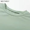 Wotwoy sommar överdimensionerad kort ärm t-shirt kvinnor casual grundläggande tee skjorta kvinnor o-hals bomull svart vit harajuku toppar kvinnlig 220514