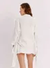 Hiloc dubbla fickor Bomullspyjamas med shorts sätter kvinnor kläder vita långärmade plagg för kvinnor pyjamas 2022 Nightwear L220803