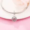 2022 Dar 925 Sterling Silver Musing Double Halo Heart Dangle Charm Koralik Pasuje Pandora Bransoletka DIY Biżuteria Dokonywanie Luźne Koraliki Akcesoria 791476C01