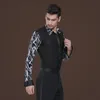 Сценическая одежда прибытие мужчин танцующая куртка для взрослой квадратная танцевальная рубашка для бальной рубашки современная латиноамериканская одежда B-5990Stage