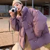 Women's Down Parkas Puffer Jacket Coat Violet Kort vinter Kvinnor Varma bomullsjackor Kvinnliga löst Outwear Korean Kare22