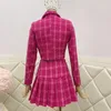 Fall Small Fragrance Vintage Tweed Two Set Women Crop Top Woolen Short Jackrock Mini kjolar Set Sweet 2 Piece Suits 220811