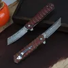 1 Pz R0709 Flipper Coltello Pieghevole 76 strati VG10 Lama In Acciaio Damasco Manico In Palissandro Cuscinetto A Sfere Fast Open EDC Coltelli Da Tasca