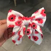 6st Polka Dot Print Big Bows Hair Clips Barrettes Bow Knutt Lång band Chiffon Hairpin For Women Girls Hair Accessories Hårband