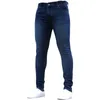 Mens byxor hög midja dragkedja stretch jeans casual smal passform byxor man plus storlek penna denim skinny för män 220328