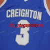 Мужская баскетбольная майка колледжа Creighton Bluejays Doug McDermott, синяя # 3, сшитые трикотажные изделия Doug McDermott S-XXL