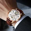 Armbandsur mode armbandsur för män automatisk mekanisk klocka vattentätt skelett ihåligt ut manliga horlogor reloj hombrewristwatches