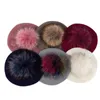 Geebro Women Spring Autumnity Real Ball Pom Ladies Solid Flat Pet Fashionかぎ針編みのフランスの画家帽子J220722