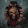 Felpe con cappuccio da uomo Felpe Fashion3D Skull Elk Print Felpa con cappuccio Outdoor Fitness Sport Jogging Pullover Autunno e inverno Street Oversize Clot