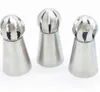 3 stks / set hete Russische bolvormige bal roestvrij gereedschap staal bloem taart spuitmonden icing piping decorating tips tools bol vorm crème