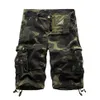 Män Camo Cargo Shorts Beach Byxor Casual Loose Fit Multi-Pocket Utomhus Camouflage Cargo Short Cotton