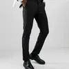 Ternos masculinos Blazers masculinos calças negras com faixa de cetim lateral uma peça Slim Fit Male calça masculina roupas de moda oficiais para