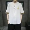 T-shirts masculins brodés de caractères chins