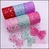 Fabric And Sewing Home Textiles Garden Laser Sequin Glitter Tle Rolls Lace Exquisite Polyester Sparkling Ribbon Trim F Dhw