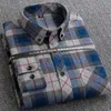 100% Cotton Man's Casual Plaid Shirt Slipduk Flannel s till 6XL Varma överdimensionerade skjortor för manlig långärmad med fickan 220401