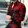 Brand Luxury Men Men Gradual Casual Button Wild Camisetas Imprimidas Macho Bloups S3XL 220811