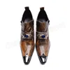 Braune echtes Leder Herren Partystiefel Spitzschuh Stiefeletten Winter Western Cowboystiefel Kleidschuhe