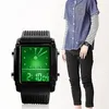 Relógios de pulso 50% s moda unissex à prova d'água dupla cronógrafo LCD quartzo esportivo de pulso digital de pulso