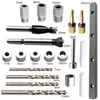 Professionellt handverktyg sätter träbearbetning Doweling Jig Kit Justerbar Tenon Hole Drilling Guide Positioner Dowel Pins Puncher Locator för trä