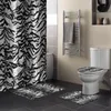 Animal Tiger Skin Black White Bathroom Shower Curtain Bath Mat Rug Carpets Set Toilet Lid Cover Floor Mats Accessories 220429