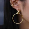 Hoop Huggie Double Circle Earring Charm Gold Luxury For Women Big Hoops Earrings 2022 Korean Elegant Fashion Girl Wedding Party Jewelyhoo